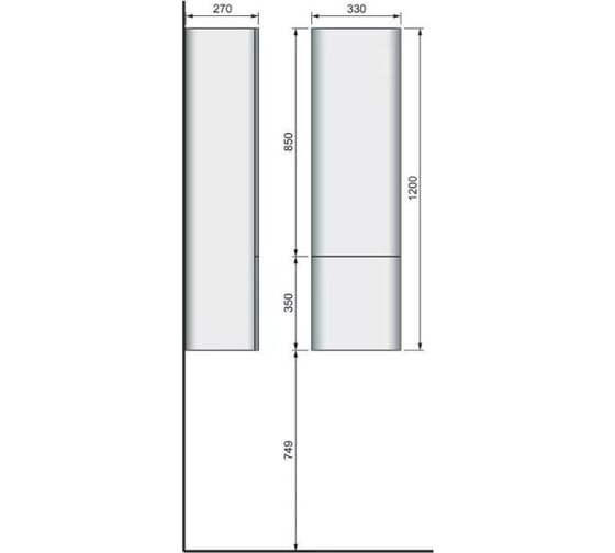 Пенал RAVAL Pure 120 Белый Pur.04.120/P/W