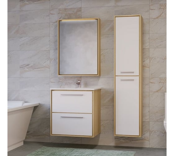 Тумба RAVAL Frame 60 подвесная Белая/Дуб сонома Fra.01.60/P/W-DS