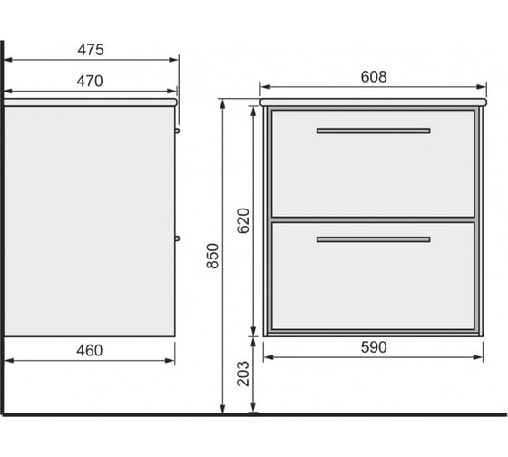 Тумба RAVAL Frame 60 подвесная Белая/Дуб сонома Fra.01.60/P/W-DS
