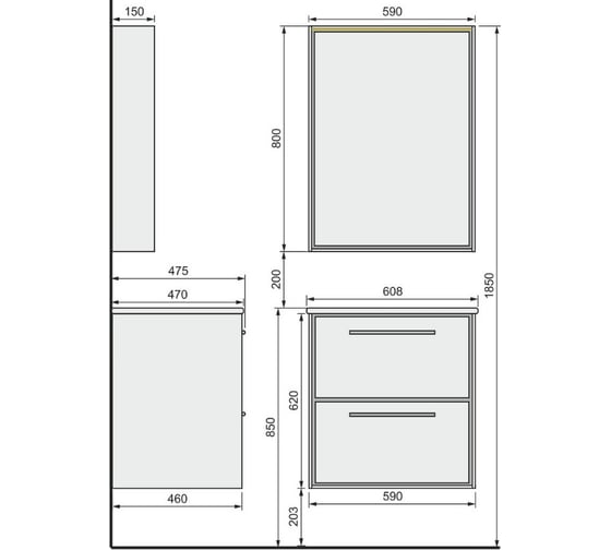 Тумба RAVAL Frame 60 подвесная Дуб сонома Fra.01.60/P/DS