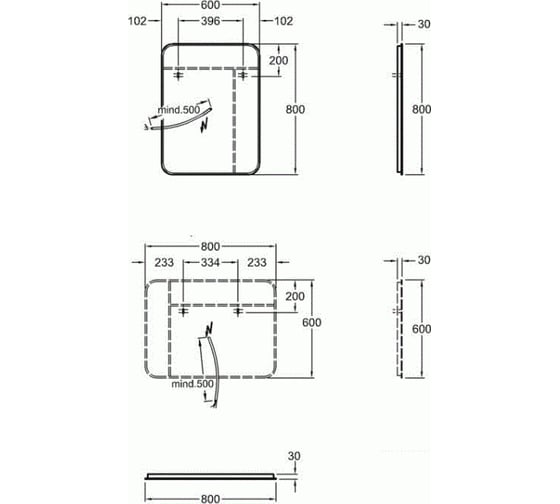 Зеркало с подсветкой GEBERIT myDay 600x800 мм 824360000 00000044938