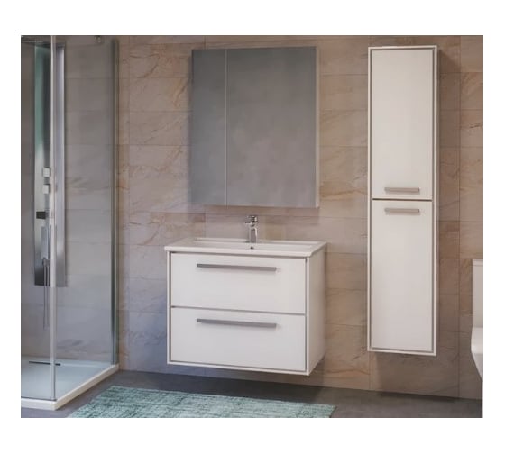 Зеркало-шкаф RAVAL Frame 75 Белый с подсветкой, розеткой Fra.03.75/W