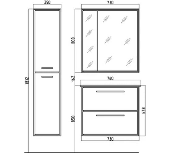 Зеркало-шкаф RAVAL Frame 75 Белый с подсветкой, розеткой Fra.03.75/W
