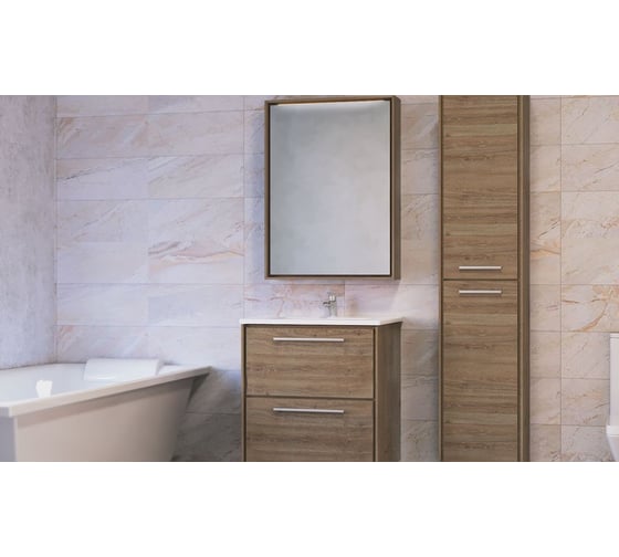 Зеркало-шкаф RAVAL Frame 75 Дуб трюфель с подсветкой, розеткой Fra.03.75/DT