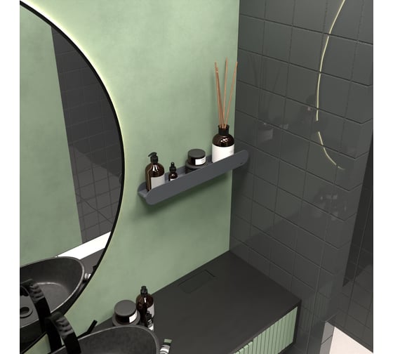 Полка для ванной INCANTOMETALLICO Platino 46x10x6 см, без сверления на липучках platino серая 1шт