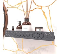 Полка для ванной комнаты INCANTOMETALLICO Diamante rubino, 45x10x6 см, металлическая, без сверления на липучках, серая сота rubino серая  1шт