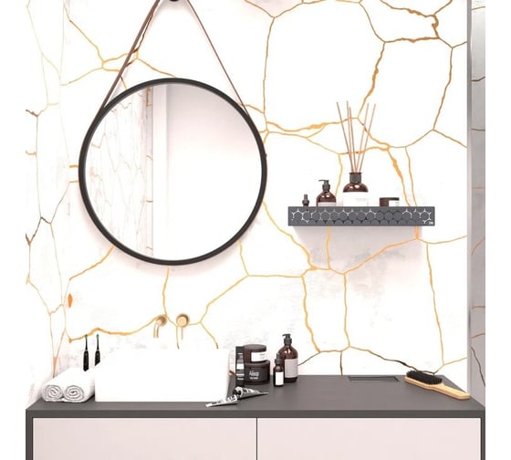 Полка для ванной комнаты INCANTOMETALLICO Diamante rubino, 45x10x6 см, металлическая, без сверления на липучках, серая сота rubino серая  1шт