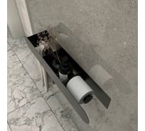 Металлическая навесная полка для ванной комнаты INCANTOMETALLICO Zircone с держателем для туалетной бумаги и полотенца 70x13x10, черная ПД ferro tre disco
