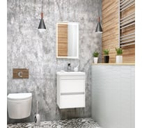 Подвесная база под раковину Art&Max FAMILY с двумя выкатными ящиками, Bianco Lucido, 400x350x550, Family-400-2C-SO-BL