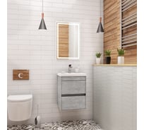 Подвесная база под раковину Art&Max FAMILY с двумя выкатными ящиками, Cemento Veneto, 400x350x550, Family-400-2C-SO-CV