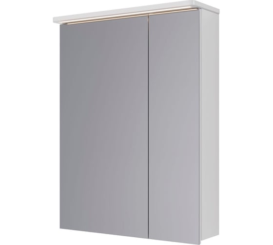 Шкаф зеркальный Lemark ZENON белый глянец, 60x80 см, 2-х дверный, с козырьком-подсветкой, с розеткой, LM60ZS-Z 1