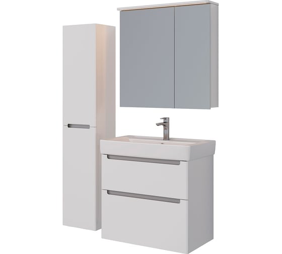 Шкаф зеркальный Lemark ZENON белый глянец, 80x80 см, 2-х дверный, с козырьком-подсветкой, с розеткой, LM80ZS-Z