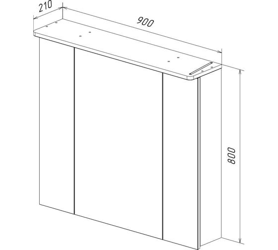 Шкаф зеркальный Lemark ZENON белый глянец, 90x80 см, 3-х дверный, с козырьком-подсветкой, с розеткой, LM90ZS-Z