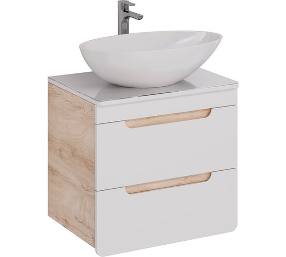 Столешница Lemark OLIVIA 65 см, под 1 раковину, из стекла, цвет: белый LM08OL65S