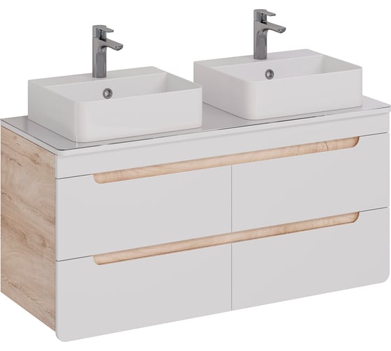 Столешница Lemark OLIVIA 125 см, под 2 раковины, из стекла, цвет: белый LM08OL125S