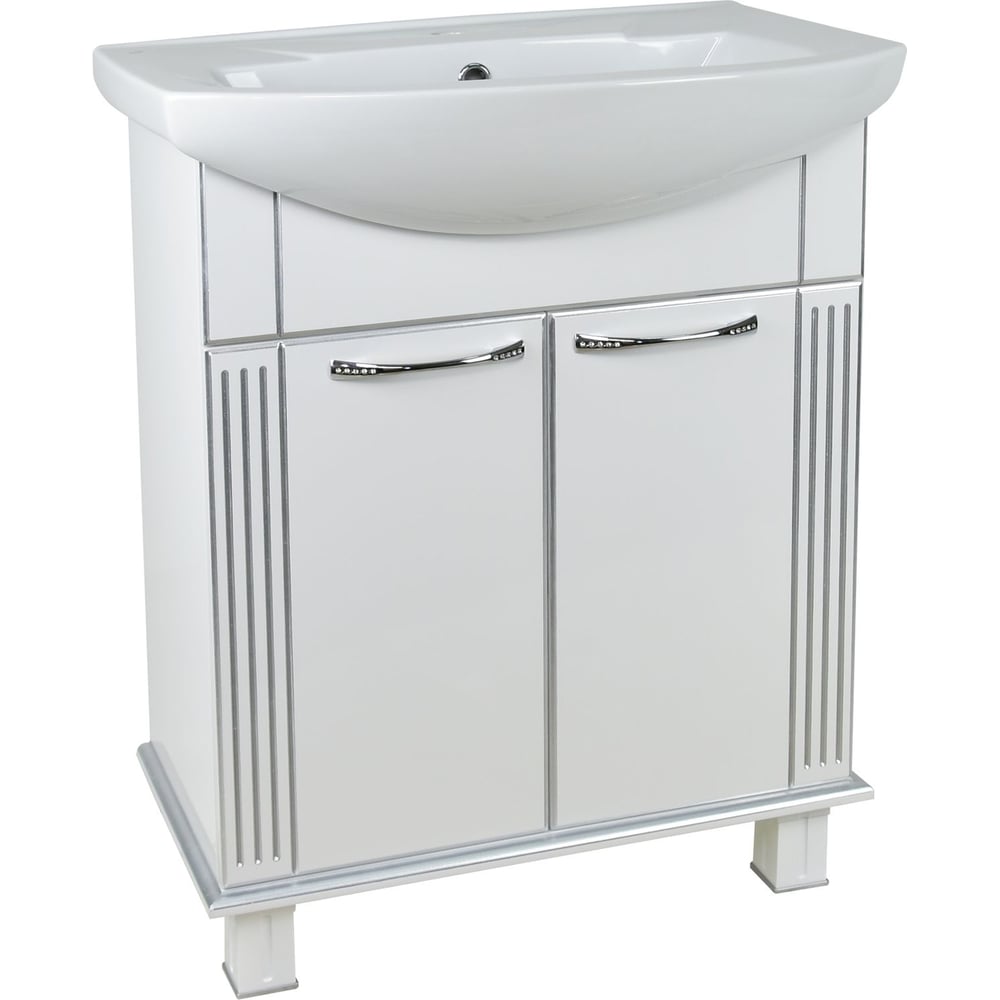 Тумба DORATIZ Аттика 65 под умывальник Элеганс белый, патина серебро ...