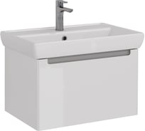 Тумба Lemark BUNO MINI 70 см под 1 раковину, подвесная, 1 ящик, цвет планки: Серый, цвет корпуса, фасада: Белый глянец LM05BM70T