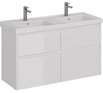 Тумба Lemark COMBI 125 см под 2 раковины, подвесная/напольная,4 ящика, цвет корпуса, фасада: Белый глянец LM03C125T