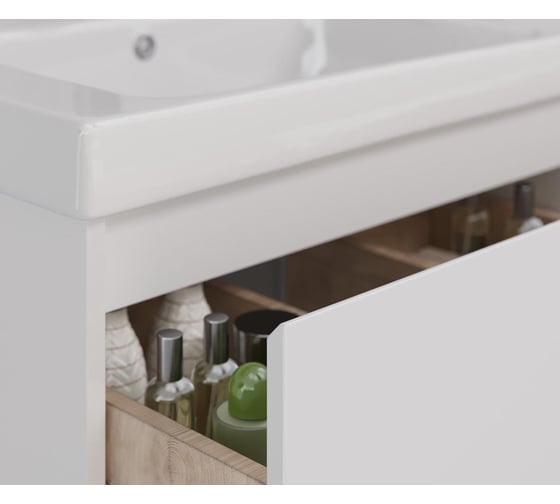 Тумба Lemark COMBI 125 см под 2 раковины, подвесная/напольная,4 ящика, цвет корпуса, фасада: Белый глянец LM03C125T