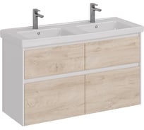 Тумба Lemark COMBI 125 см под 2 раковины, подвесная/напольная,4 ящика, цвет фасада: Дуб кантри, цвет корпуса: Белый глянец LM03C125T-dub