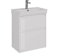 Тумба Lemark COMBI 60 см под 1 раковину, подвесная/напольная, 2 ящика, цвет корпуса, фасада: Белый глянец LM03C60T
