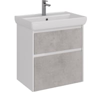 Тумба Lemark COMBI 70 см под 1 раковину, подвесная/напольная, 2 ящика, цвет фасада: Бетон, цвет корпуса: Белый глянец LM03C70T-Beton