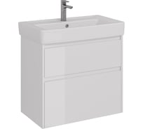 Тумба Lemark COMBI 80 см под 1 раковину, подвесная/напольная, 2 ящика, цвет корпуса, фасада: Белый глянец LM03C80T