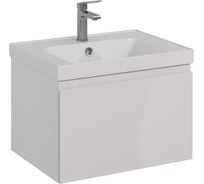 Тумба Lemark VEON MINI 60 см под 1 раковину, подвесная,1 ящик, цвет корпуса, фасада: Белый глянец LM02VM60T