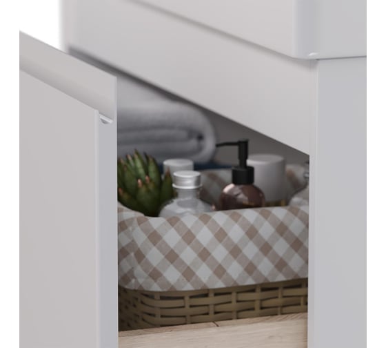 Тумба Lemark VEON MINI 60 см под 1 раковину, подвесная,1 ящик, цвет корпуса, фасада: Белый глянец LM02VM60T