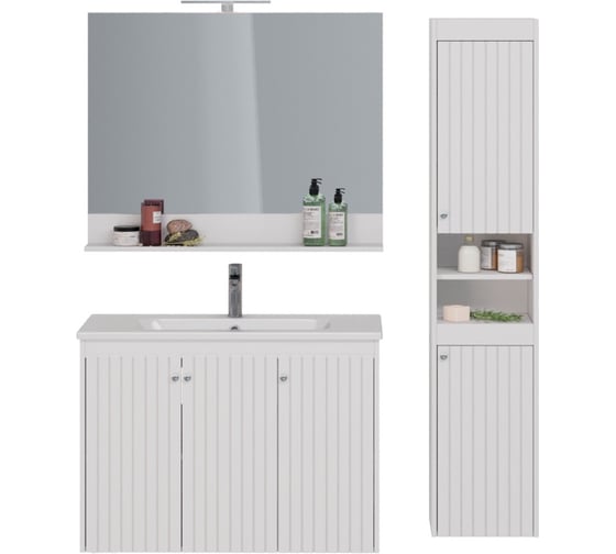 Зеркало Lemark ROMANCE 100 см, с полкой, белый глянец LM07R100Z