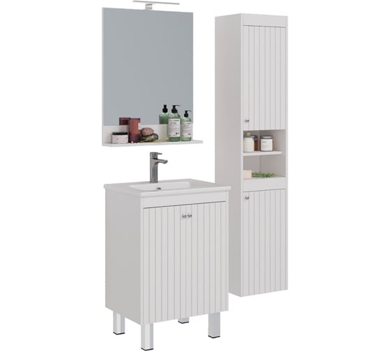 Зеркало Lemark ROMANCE 60 см, с полкой, белый глянец LM07R60Z