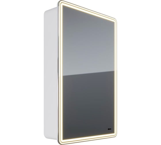 Шкаф зеркальный Lemark ELEMENT 50x80 см, 1 дверный, петли справа, с подсветкой, с розеткой, цвет корпуса белый LM50ZS-E