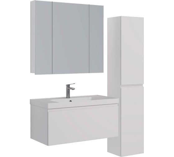 Шкаф зеркальный Lemark UNIVERSAL 90x80 см, 3-х дверный, цвет корпуса белый глянец LM90ZS-U