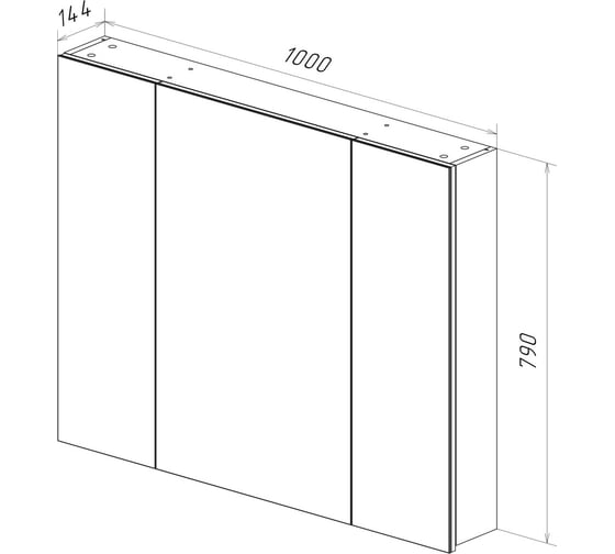 Шкаф зеркальный Lemark UNIVERSAL 100x80 см, 3-х дверный, цвет корпуса белый глянец LM100ZS-U