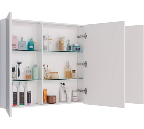 Шкаф зеркальный Lemark UNIVERSAL 100x80 см, 3-х дверный, цвет корпуса белый глянец LM100ZS-U