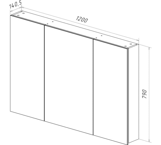 Шкаф зеркальный Lemark UNIVERSAL 120x80 см, 3-х дверный, цвет корпуса белый глянец LM120ZS-U