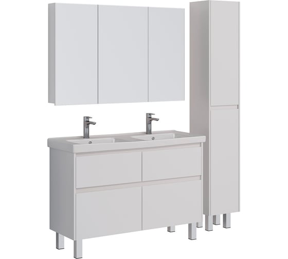 Шкаф зеркальный Lemark UNIVERSAL 120x80 см, 3-х дверный, цвет корпуса белый глянец LM120ZS-U
