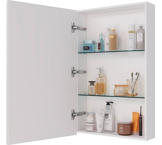 Шкаф зеркальный Lemark UNIVERSAL 50x80 см 1 дверный, петли слева, цвет корпуса: Белый глянец LM50ZS-U