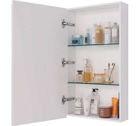 Шкаф зеркальный Lemark UNIVERSAL 45x80 см 1 дверный, петли слева, цвет корпуса: Белый глянец LM45ZS-U