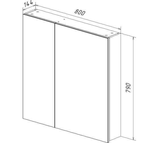 Шкаф зеркальный Lemark UNIVERSAL 80x80 см, 2-х дверный, цвет корпуса белый глянец LM80ZS-U