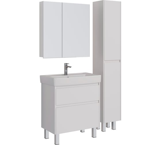 Шкаф зеркальный Lemark UNIVERSAL 80x80 см, 2-х дверный, цвет корпуса белый глянец LM80ZS-U