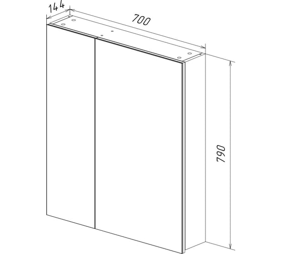 Шкаф зеркальный Lemark UNIVERSAL 70x80 см, 2-х дверный, цвет корпуса белый глянец LM70ZS-U