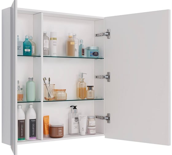 Шкаф зеркальный Lemark UNIVERSAL 70x80 см, 2-х дверный, цвет корпуса белый глянец LM70ZS-U