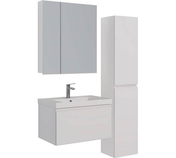 Шкаф зеркальный Lemark UNIVERSAL 70x80 см, 2-х дверный, цвет корпуса белый глянец LM70ZS-U
