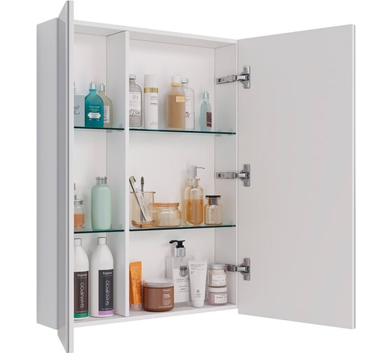 Шкаф зеркальный Lemark UNIVERSAL 60x80 см, 2-х дверный, цвет корпуса белый глянец LM60ZS-U