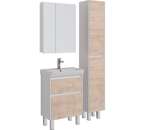 Шкаф зеркальный Lemark UNIVERSAL 60x80 см, 2-х дверный, цвет корпуса белый глянец LM60ZS-U