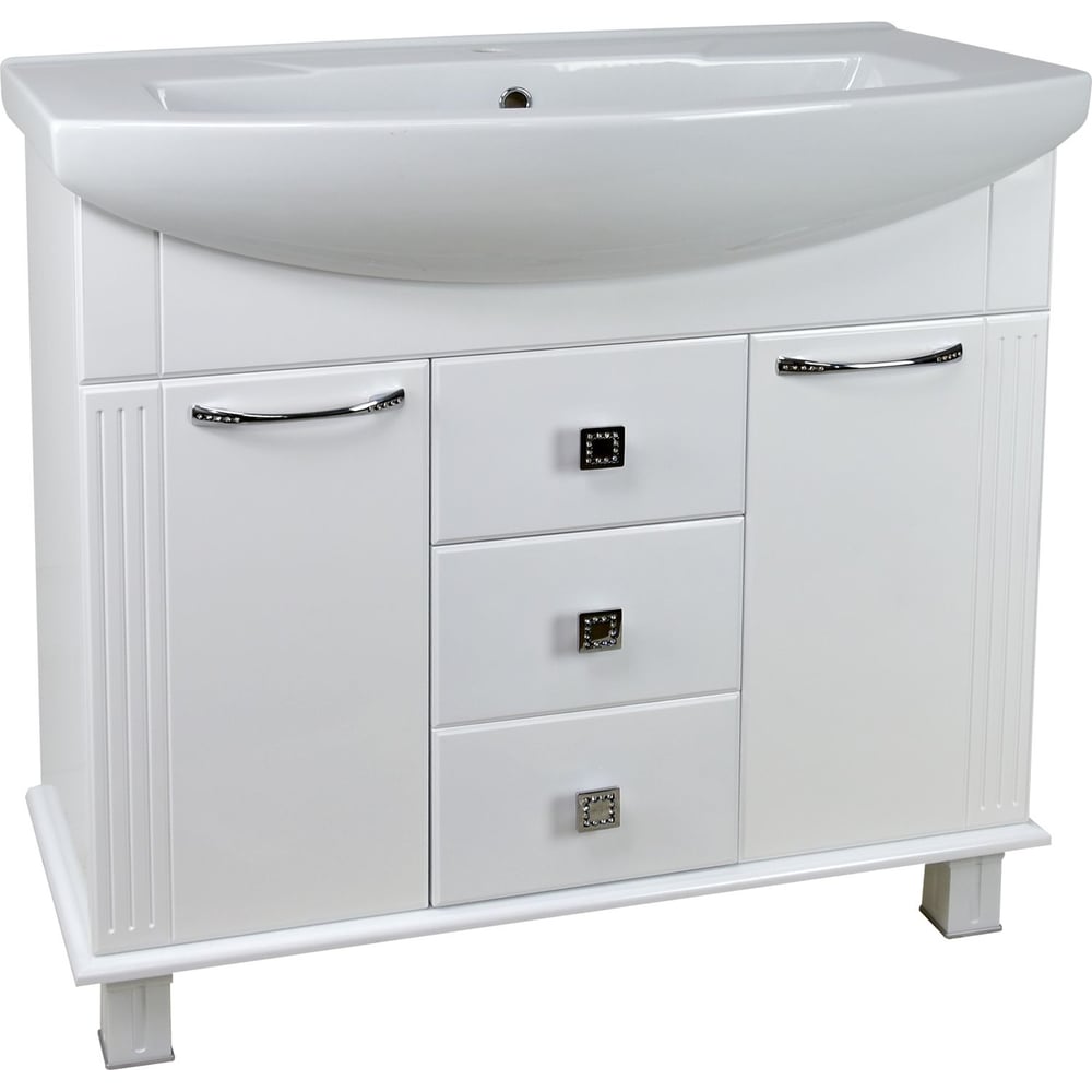 Тумба DORATIZ Аттика 85 под умывальник Элеганс белый глянец 9912.318 ...