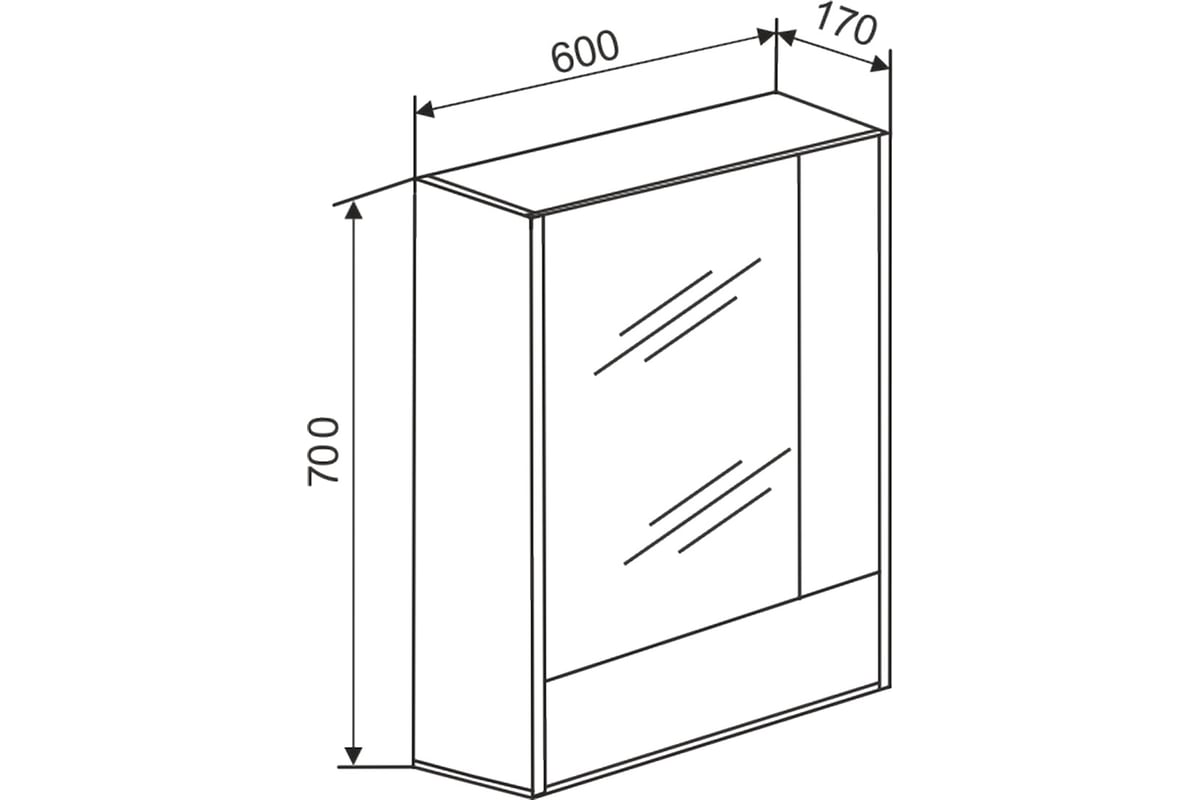 Зеркало-шкаф Астра 60 Doratiz 2711.048, белый, венге