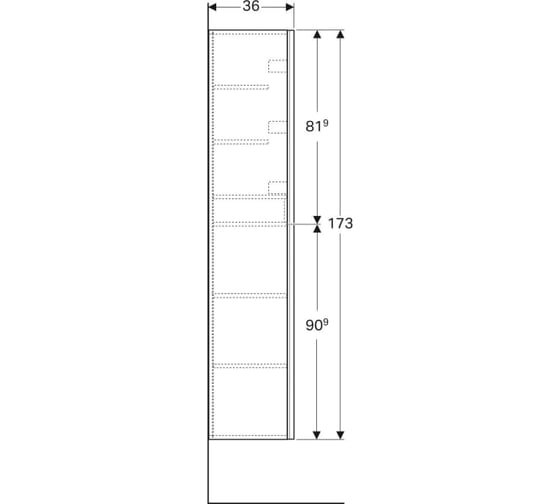 Высокий шкафчик GEBERIT Acanto 380x1730x360 мм 500.619.01.2 00000058423