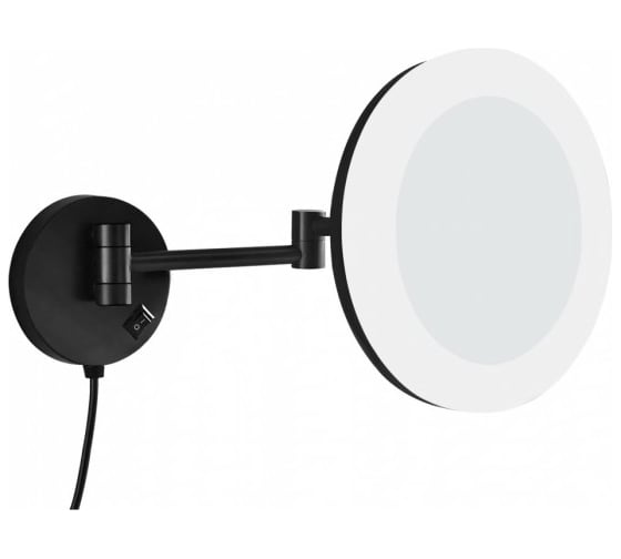 Зеркало косметическое Aquanet 1806DMB подвесное с LED подсветкой круглое D-20 см, черное, матовое 00253732